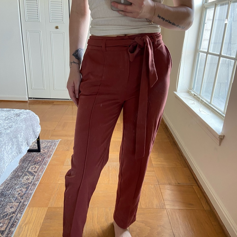 LC Lauren Conrad Terracotta Tie-Waist Pants